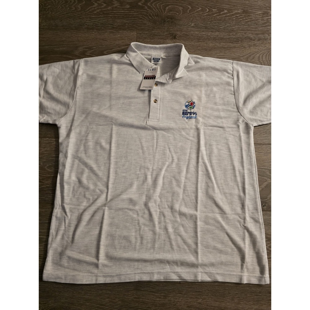 RARE!!!  NWT UEFA Euro 1996 Vintage S/S Polo Shirt Size XL Grey Gray Mens Soccer